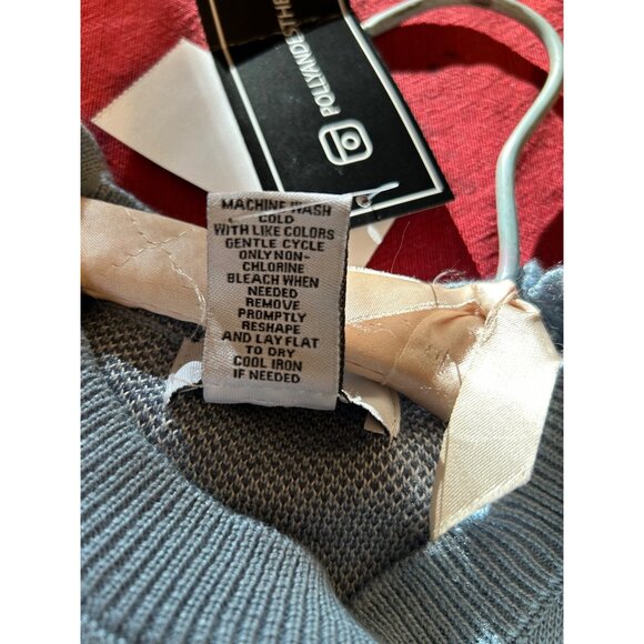 Just Polly Blue Knit Sweater Dress Small Floral Daisy Short Sleeve Retro Y2K Mod - Picture 12 of 12